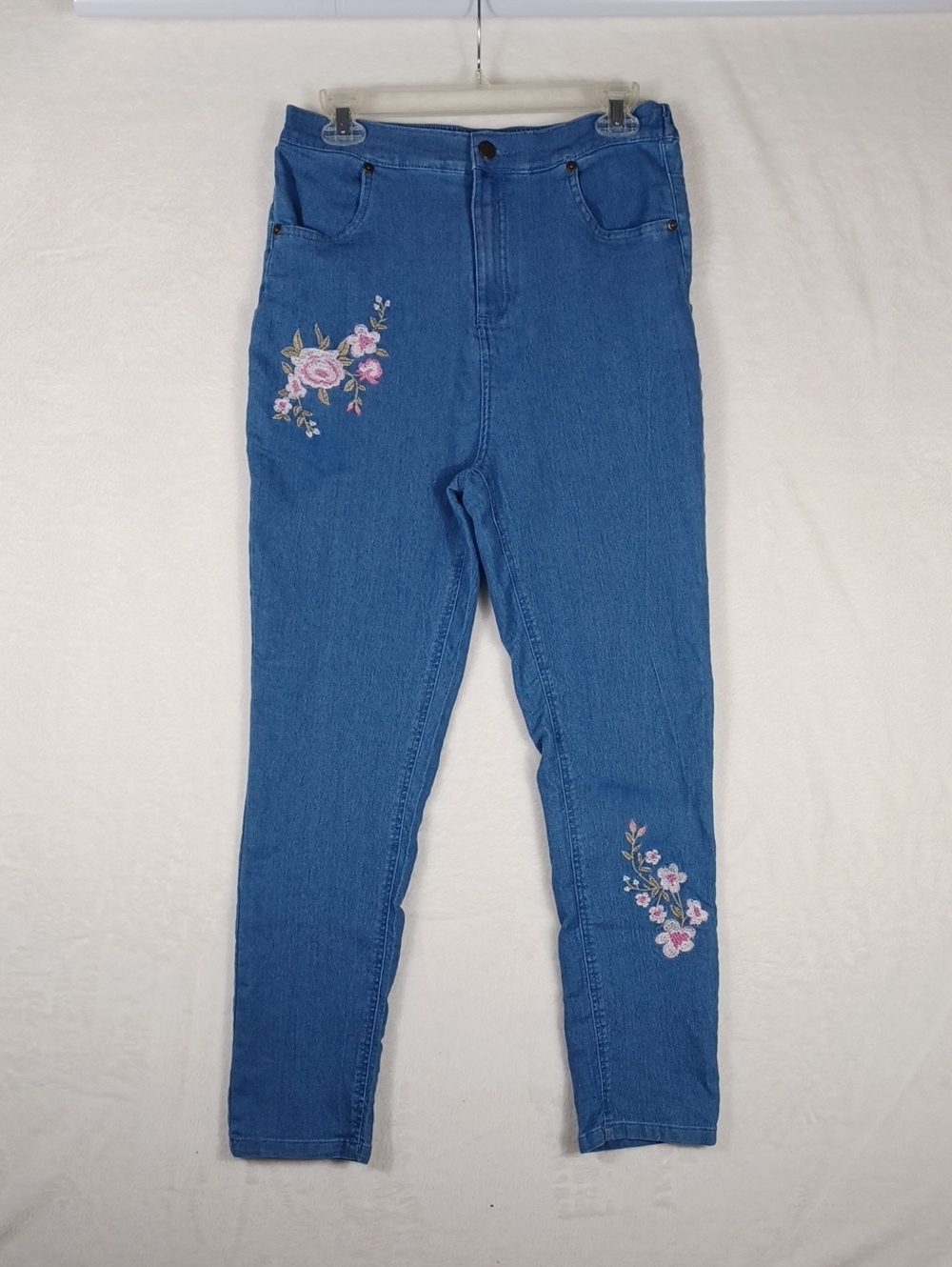 CW Classics Floral Embroided Women's 2 Pocket Blue Jeggings Size Large